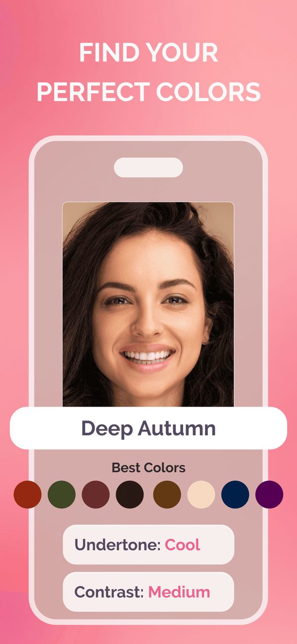 Personal color analysis: Deep Autumn palette with undertone and contrast